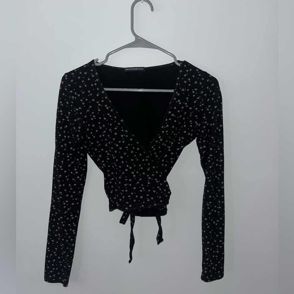 Brandy Melville Long-sleeve Wrap/Tie Top